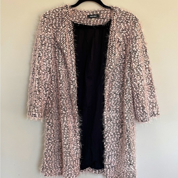 Nine West Fuzzy Boucle Long Knit sweater Jacket size S - Picture 1 of 8